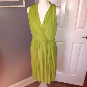 Leslie Fay Lime Green Wrap Midi Dress